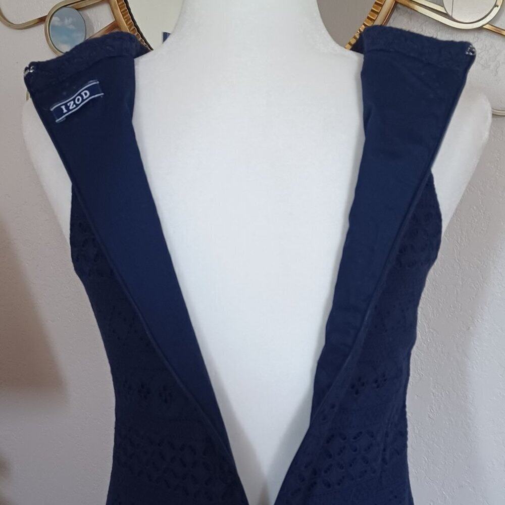 Izod Navy Blue Cotton Eyelet Shift Dress NWOT S - Picture 11 of 11